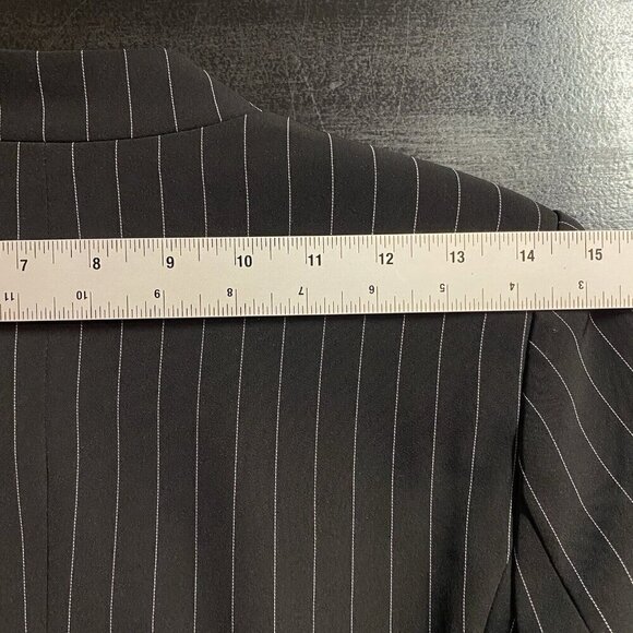 ZARA Pinstripe Blazer XS Black Double Breasted Gold Buttons Tailored Old Money - Picture 12 of 13